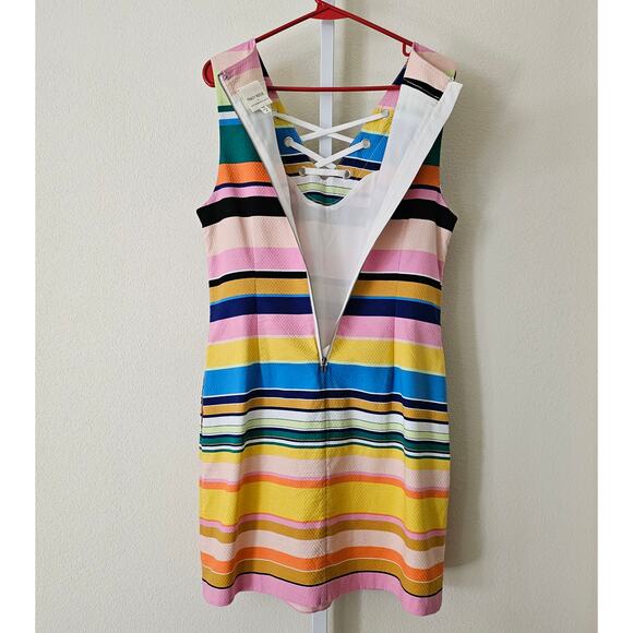 TRACY REESE X ANTHROPOLOGIE Striped Multicolored Coastal Zipper Shift Dress Sz M - Picture 3 of 16